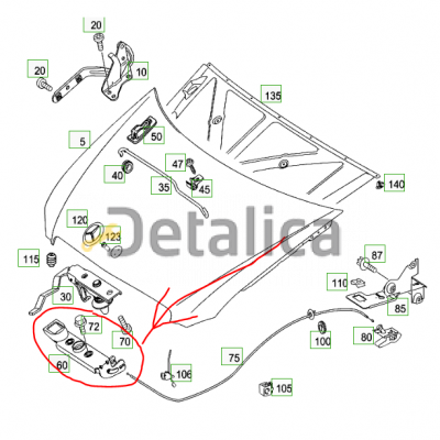 Замок капота нижняя часть Мерседес W639 оригинал