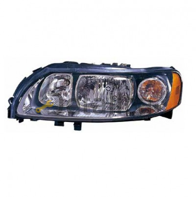 Фара левая под корректор внутри черная для Вольво S60 от 2005-2009