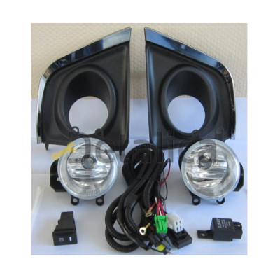 Фары противотуманные комплект с проводкой кнопкой решетки бампера хром для Тойота Королла Е180 от 2013 Пластик