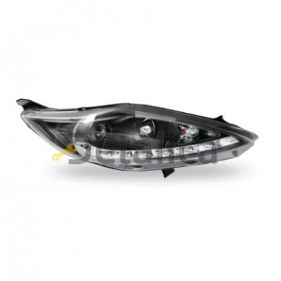 Фара левая+правая комплект тюнинг DEVIL EYESлинзованная JUNYAN внутри черная для Форд Фиеста