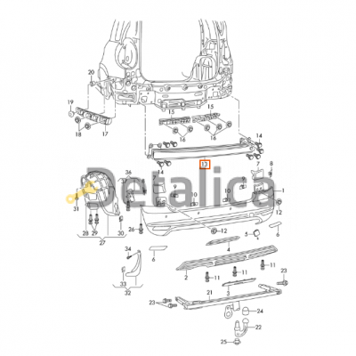 Усилитель заднего бампера для Шкода Йети от 2013 оригинал