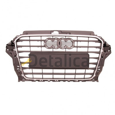 Решетка радиатора с хром молдингом Ауди А3 В8 от 2012 (Тайвань) темно-серая