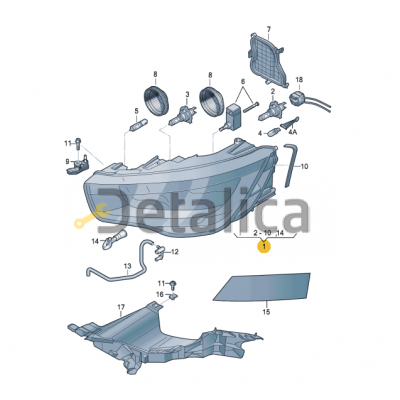 Фара передняя правая для Audi A1 от 2010 оригинал галоген