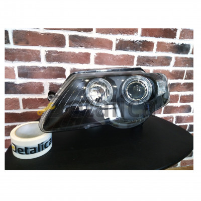 Фары тюнинг-комплект с регулятором мотора линза с 2 светящимися ободками внутри черная для Фольксваген Пассат Б6 от 2005 (Depo)