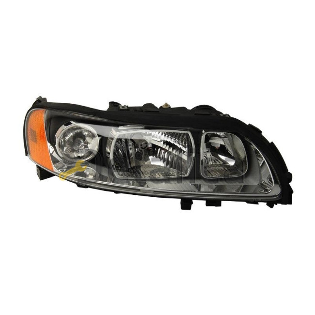 Фара правая под корректор внутри черная для Вольво S60 от 2005-2009