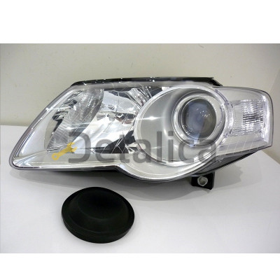 Фара левая с рег мотора линзованная внутри хром для Фольксваген Пассат Б6 от 2005 (Depo)