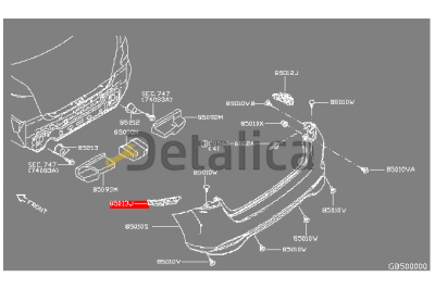 Крепление боковое заднего бампера левый для Ниссан Тиида С13 оригинал
