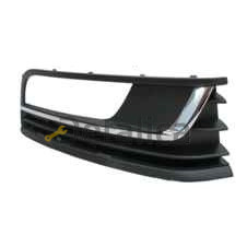 Решетка бампера передняя правая с хром молдингом для Фольксваген Пассат Б7 от 2011 (Тайвань) темно-серая