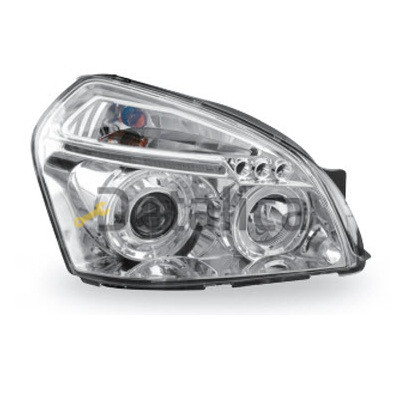 Фары комплект-тюнинг со светящимся ободком внутри хром для Хендай Туксон от 2004 (JUNYAN)