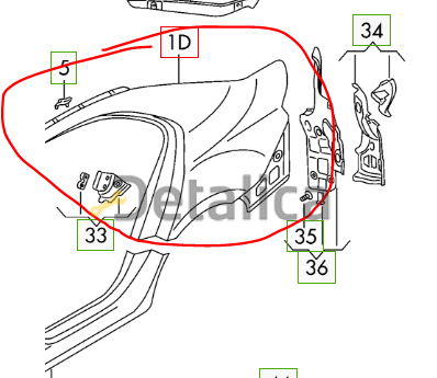 Крыло заднее левое для Шкода Рапид оригинал