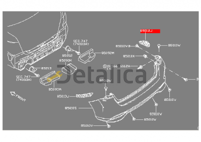 Крепление боковое заднего бампера правый для Ниссан Тиида С13 оригинал