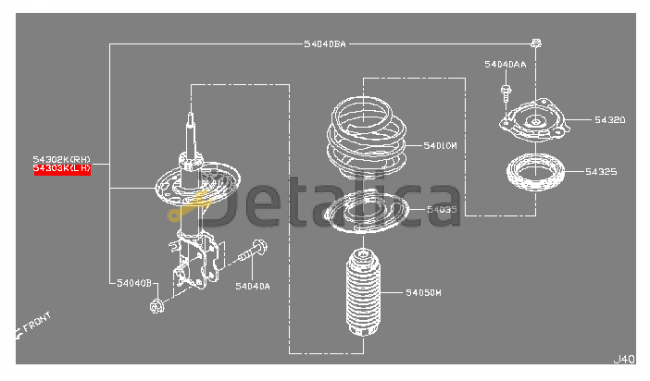 Амортизатор ( стойка ) передний левый для Ниссан Теана L33 оригинал