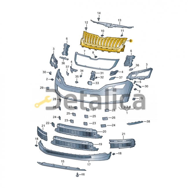 Решетка радиатора для Шкода Кодиак оригинал