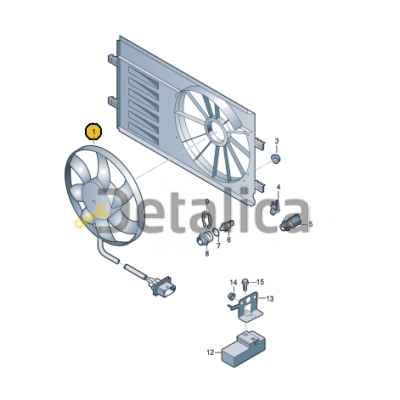 Мотор + вентилятор охлаждения радиатора ( в сборе ) для Ауди А1 от 2010 оригинал