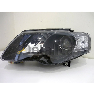 Фара левая с рег мотора линзованная внутри черная для Фольксваген Пассат Б6 от 2005 (Depo)