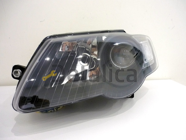 Фара левая с рег мотора линзованная внутри черная для Фольксваген Пассат Б6 от 2005 (Depo)