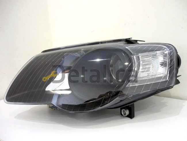 Фара левая с рег мотора линзованная внутри черная для Фольксваген Пассат Б6 от 2005 (Depo)