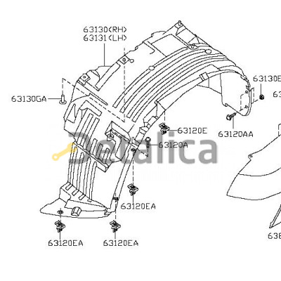 Подкрылок передний правый для Инфинити QX56 API