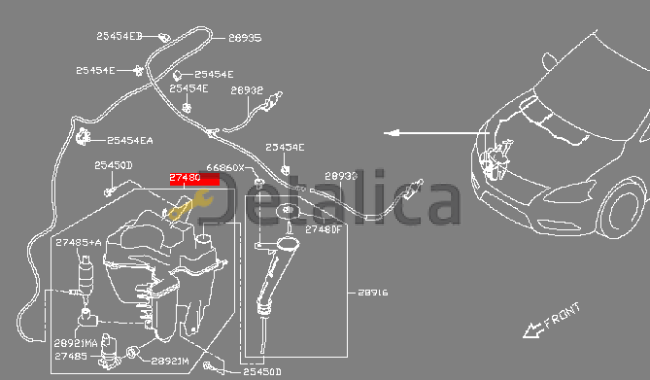 Бачок омывателя в сборе с двумя моторчиками для Ниссан Центра В17