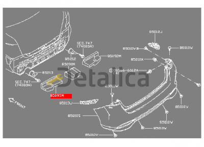 Абсорбер ( энеоргопоглотитель ) заднего бампера левый Ниссан Тиида С13