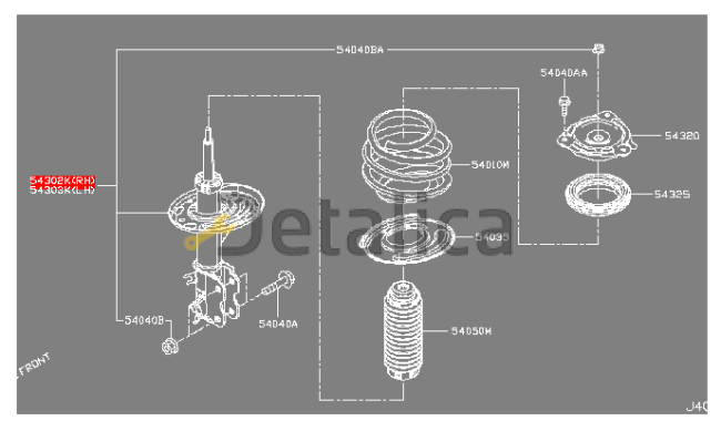 Амортизатор ( стойка ) передний правый для Ниссан Теана L33 оригинал