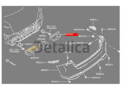 Абсорбер ( энеоргопоглотитель ) заднего бампера правый Ниссан Тиида С13