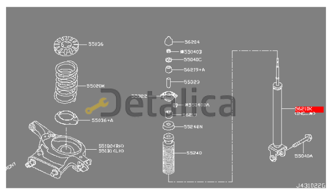 Стойка задняя левая = правая для Ниссан Теана L33 оригинал