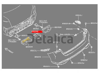 Абсорбер ( энеоргопоглотитель ) заднего бампера центр Ниссан Тиида С13
