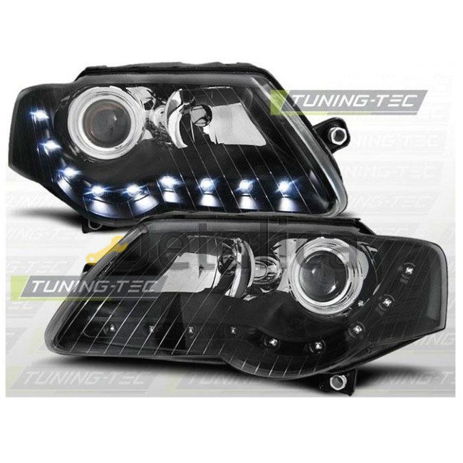 Фары тюнинг-комплект линзованная под корректор внутри черная для Фольксваген Пассат Б6 от 2005 (Depo) 