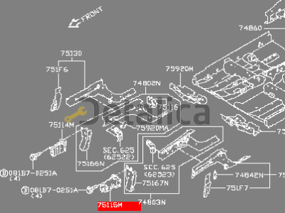 Кронштейн усилителя бампера передний левый для Ниссан Центра В17