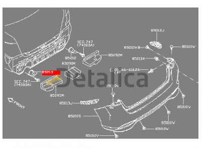 Отбойник заднего бампера левый для Ниссан Тиида С13 оригинал