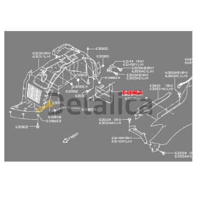 Брызговик переднего крыла правый для Ниссан Патфайндер Р52 оригинал