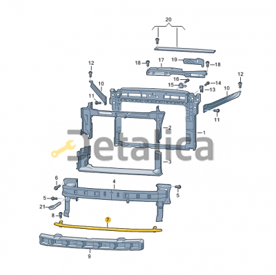 Усилитель переднего бампера нижний маленикий для Шкода Кодиак 