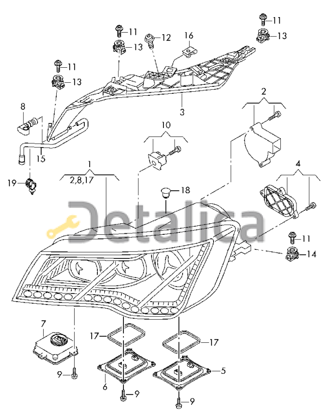 Фара передняя левая для Ауди А7 три линзы