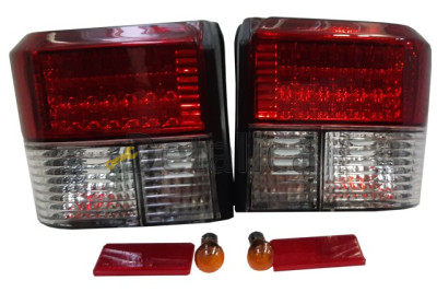 VOLKSWAGEN TRANSPORTER фонарь задн внешн л+п (комплект) тюнинг диод стоп сигнал хрустал (depo) красн-бел