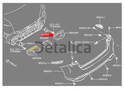 Отбойник заднего бампера правый для Ниссан Тиида С13 оригинал