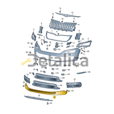 Спойлер переднего бампера для Шкода Кодиак оригинал