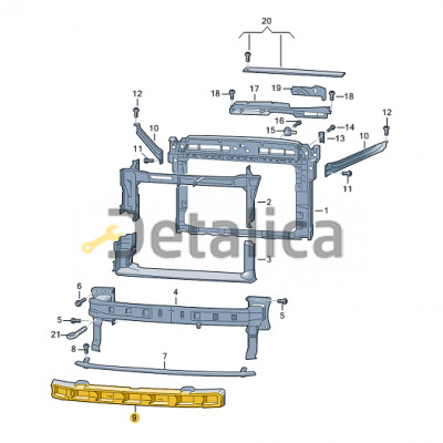 Абсорбер ( энергопоглотитель ) переднего бампера для Шкода Кодиак
