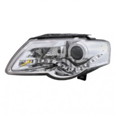 Фары тюнинг-комплект с светящимся ободком рег мотора линзованные для Фольксваген Пассат Б6 от 2005 (Eagle Eyes) внутри хром