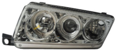 Фара для Шкода Фабия II Л+П (комплект) тюнинг, линзованная, светящ.ободок (Eagle Eyes), внутри хром Фара для Шкода Фабия II Л+П (комплект) тюнинг, линзованная, светящ.ободок (Eagle Eyes), внутри хром