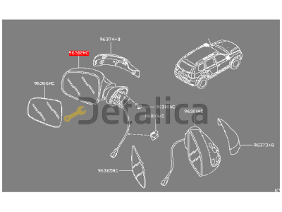 Зеркало боковое левое для Ниссан Террано D10 электрическое оригинал