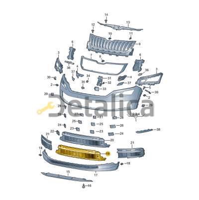 Решетка переднего бампера нижняя центральная для Шкода Кодиак оригинал