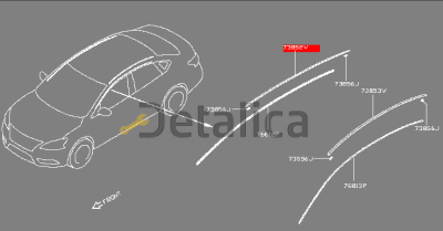 Молдинг крыши правый верхний для Ниссан Центра В17