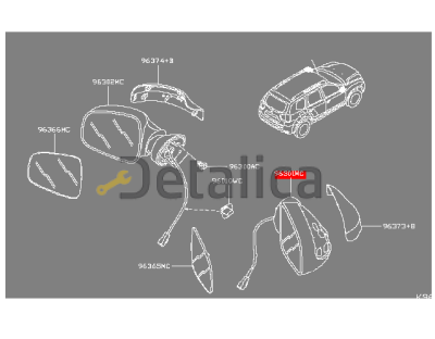 Зеркало боковое правое для Ниссан Террано D10 электрическое оригинал