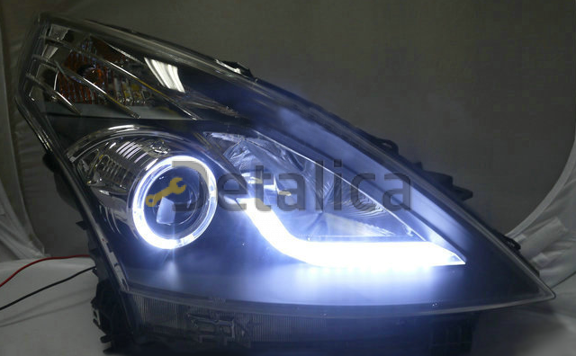 Фары для Ниссан Теана J32 тюнинг комплект Devil Eyes внутри чёрная биксенон