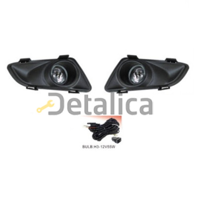 Фара противотуманная левая+правая комплект с проводкой кнопкой решетка бампера для мазда 6 от 2002-2005