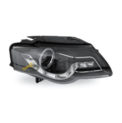 Фары тюнинг-комплект линзованная с светящимися ободком для Фольксваген Пассат Б6 от 2005 (Junyan) внутри чёрные