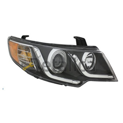 Фара левая+правая комплект тюнинг DEVIL EYES линзованная с светящимся ободком внутри черная для Киа Церато 2 от 2009 (EAGLE EYES)