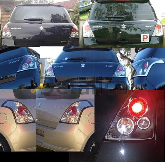 Фонари задние тюнинг комплект для Сузуки Свифт прозрачные с диодами внутри чёрные Junyan