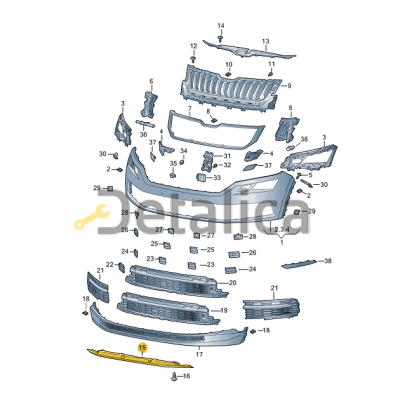 Пыльник переднего бампера для Шкода Кодиак оригинал